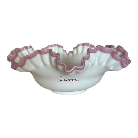 Fenton Opalescent Ruffled Art Glass Compote Bowl With Original Sticker - Picture 3 of 7